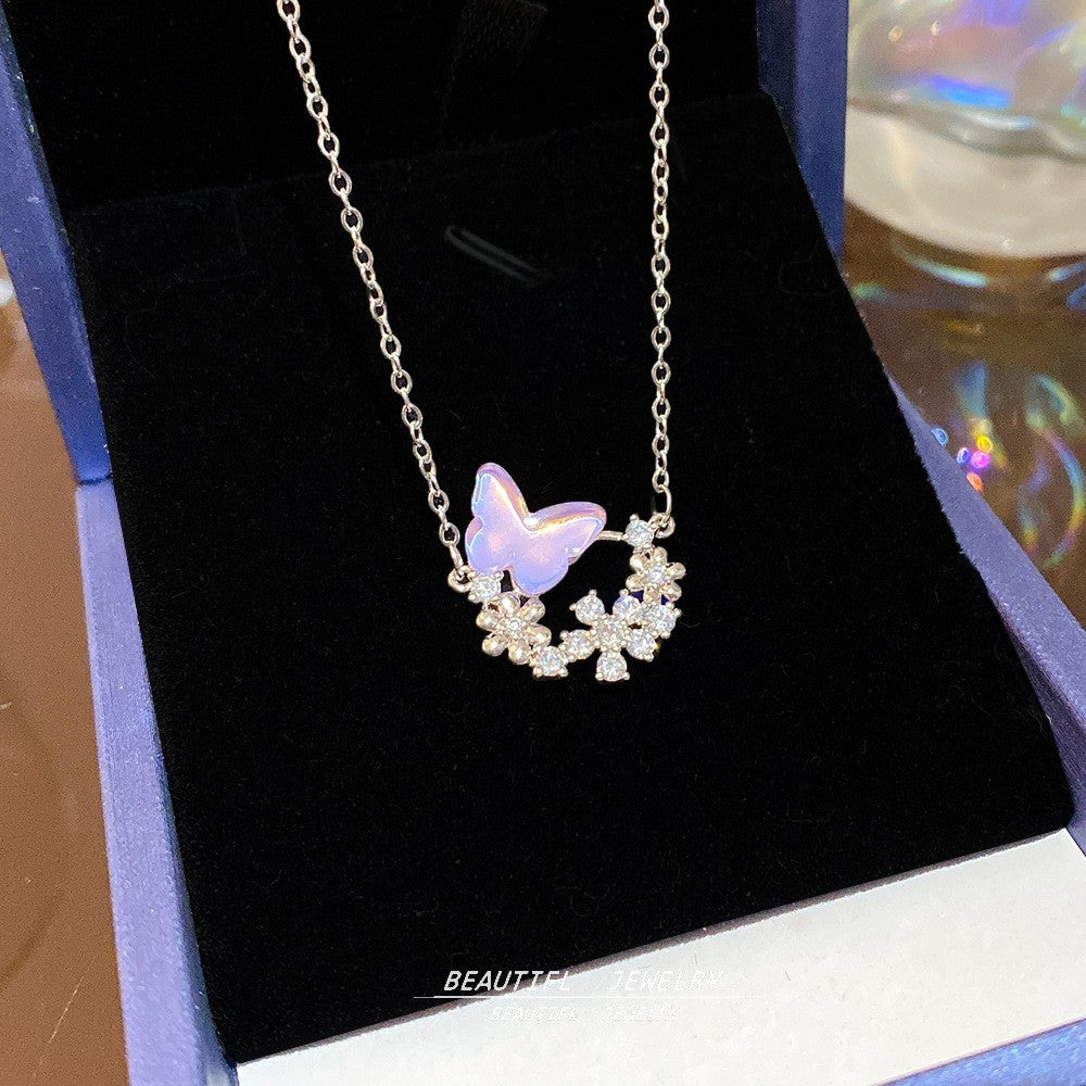 Women's Minority Simple Fashionable Elegant Zircon Clavicle Chain Titanium Steel Accessory Necklace