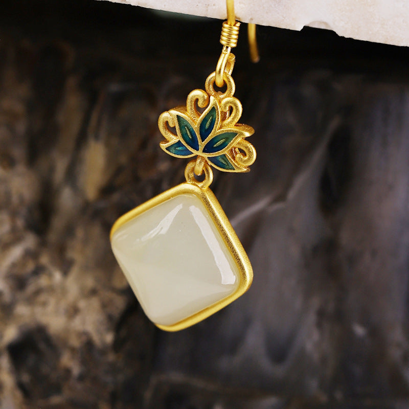 Women's Fashionable Jade Design High-grade Chinese Style Earrings