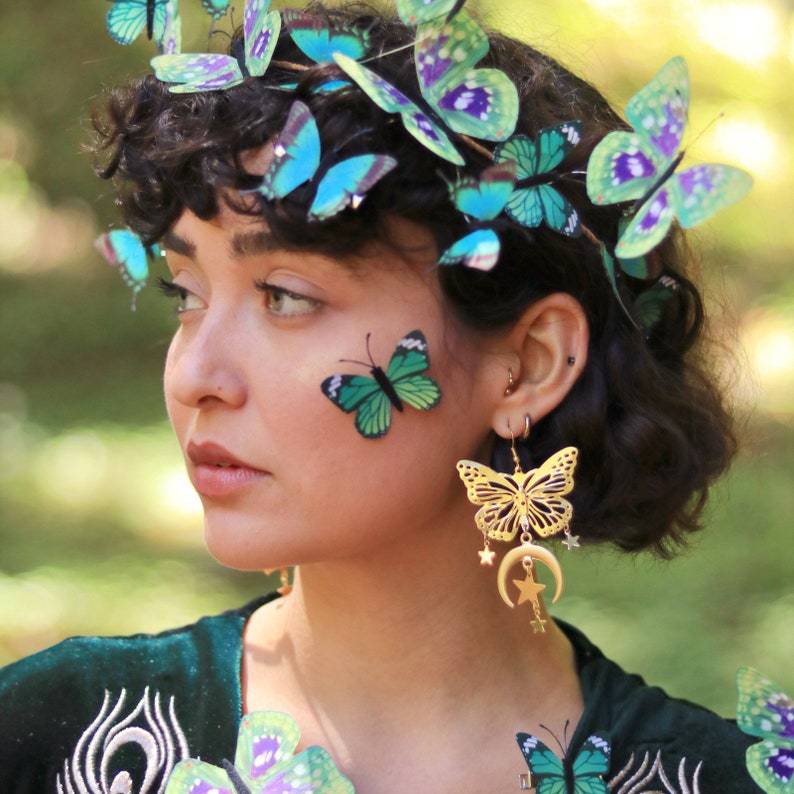 Moon Star Hollow Cute Butterfly Female Retro Earrings