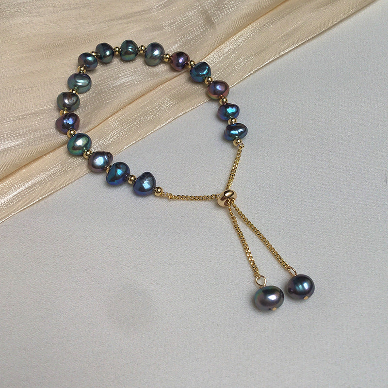 Natural Freshwater Baroque Shaped Pearl Pull Bracelets
