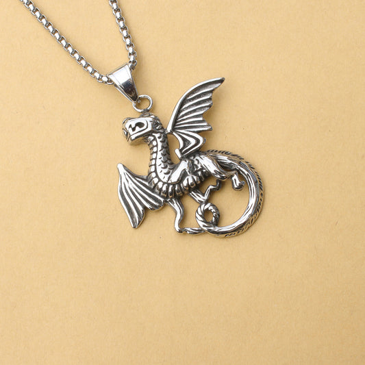Men's Sword Darkness Dragon Fighter Titanium Steel Necklaces