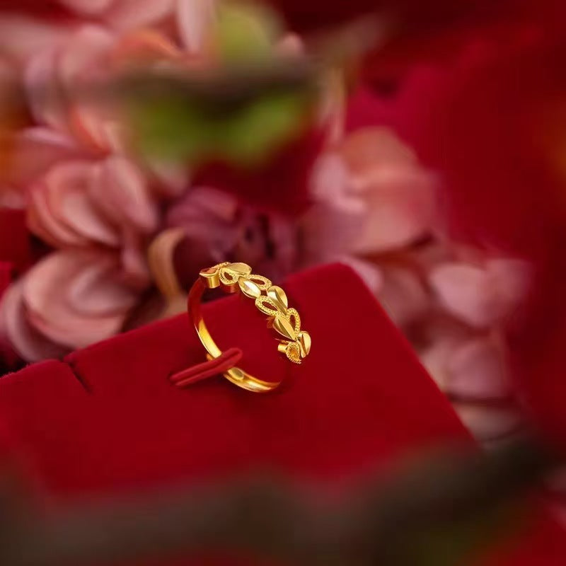 Women's Gold Vietnam Placer Love Heart-shaped Open Brass Gold-plated Rings