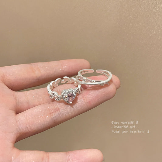 Pink Heart Shape With Diamond Female Rings
