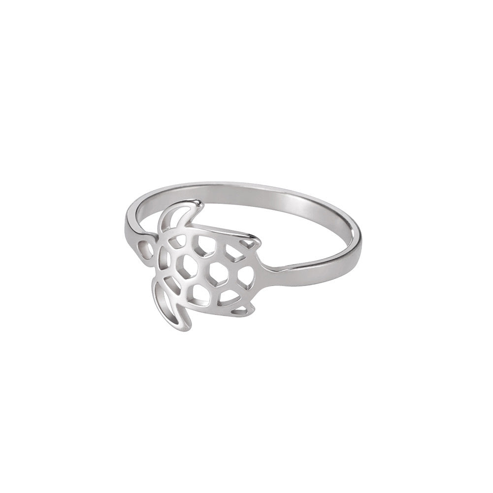 Grid Cartoon Animal Titanium Steel Cutting Hollow Ring