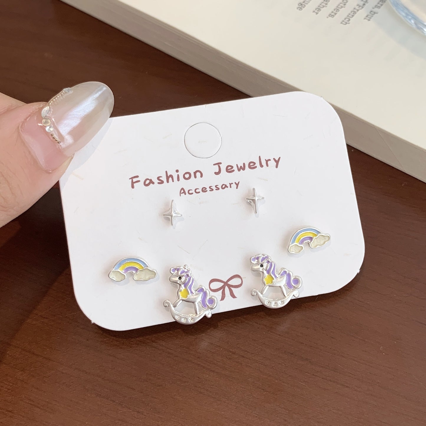 Women's Alloy Dripping Carousel Collection Sier Needle Earrings