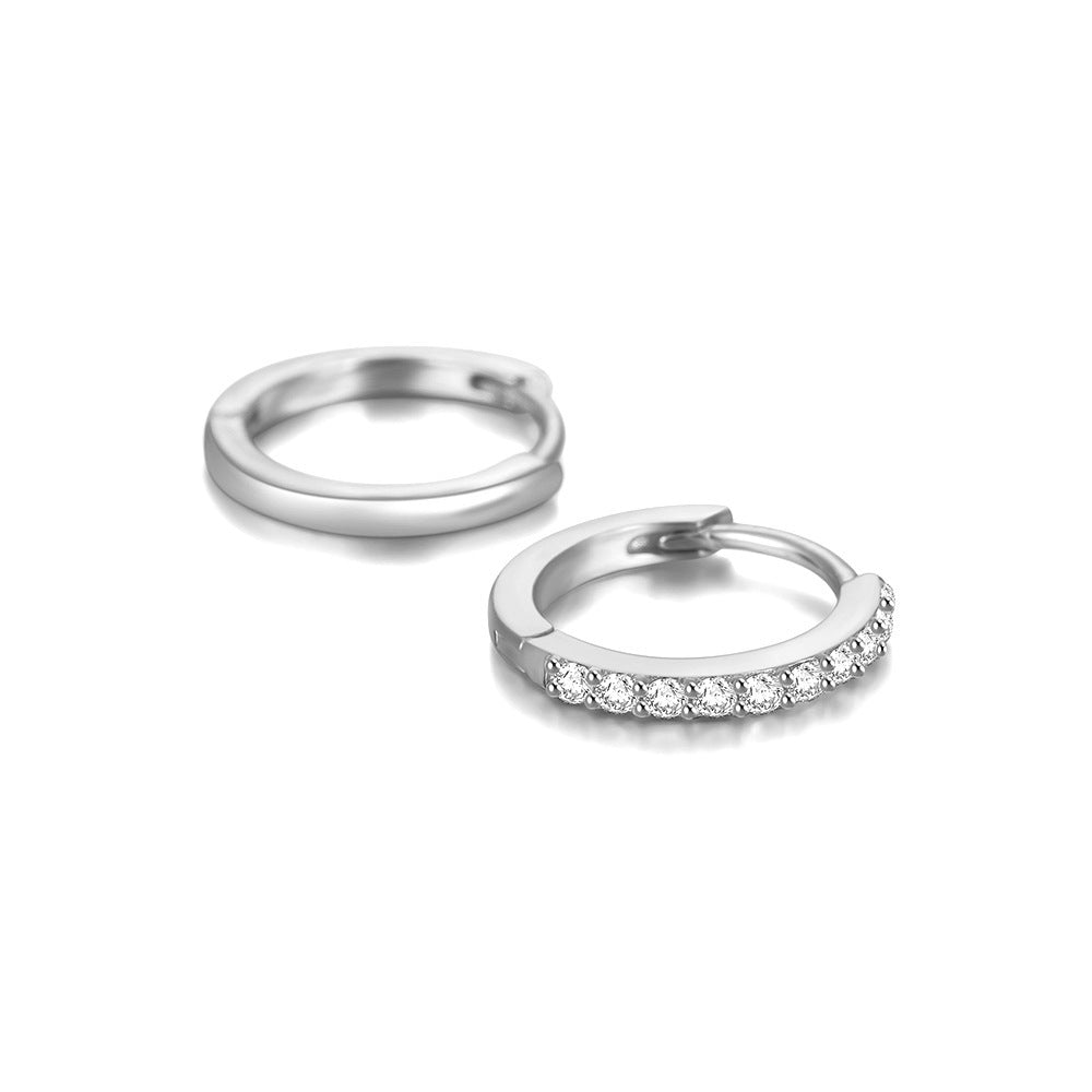 Fashion Ear Clip Micro Inlaid Zircon Round Wind Earrings