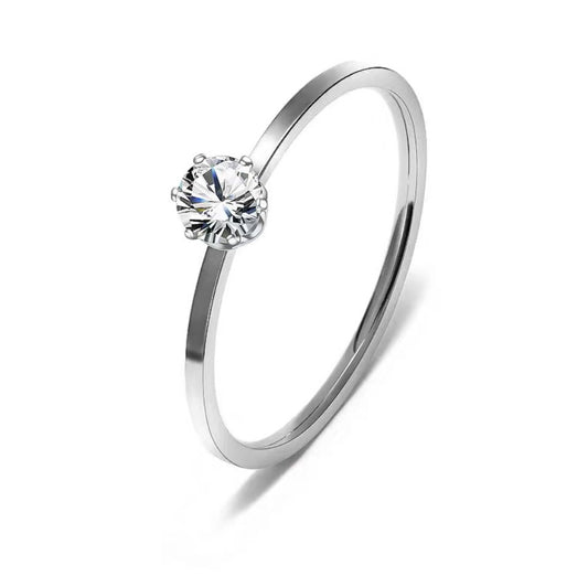 Women's Zircon Fine Titanium Steel Tail Style Diamond Ring