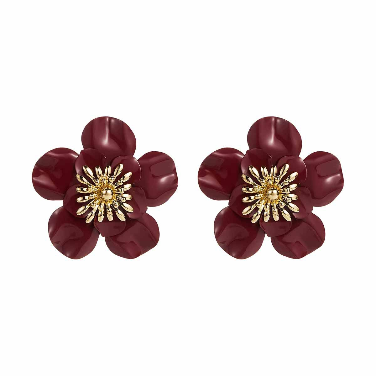 Women's Vacation Style Enamel Color Flower Pearl Light Luxury High-grade Earrings