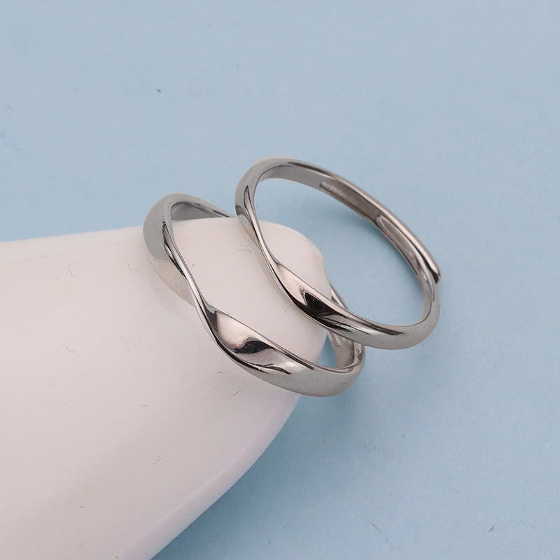 Women's & Men's Strip Couple Pair Of Light Luxury Rings