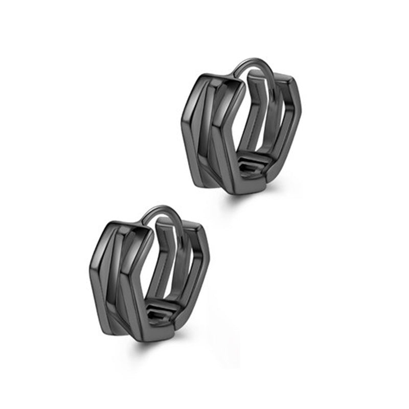 Men's Staggered Trendy Unique Interwoven Ear Clip Korean Style Fashion Black Earrings