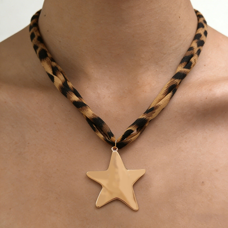 Women's Sexy Leopard Print Cotton Flower Heart Shape Clavicle Necklaces