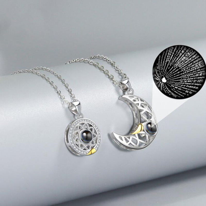 Women's & Men's Couple Projection One Pair Magnet Design Necklaces