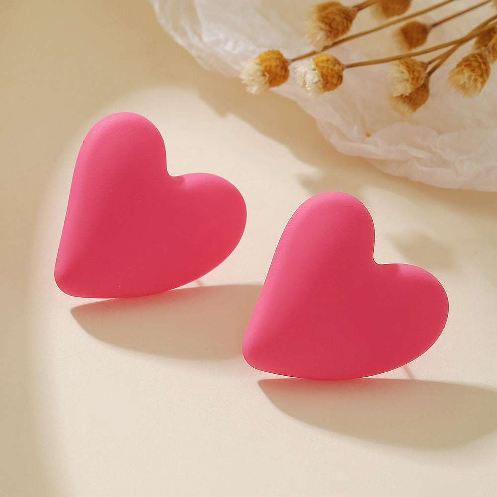 Women's Color Crooked Love Heart Casual Sweet Earrings