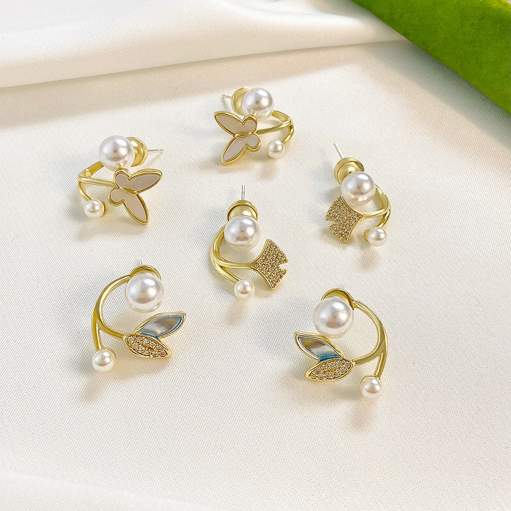 Women's Pearl For French Entry Lux Butterfly Earrings