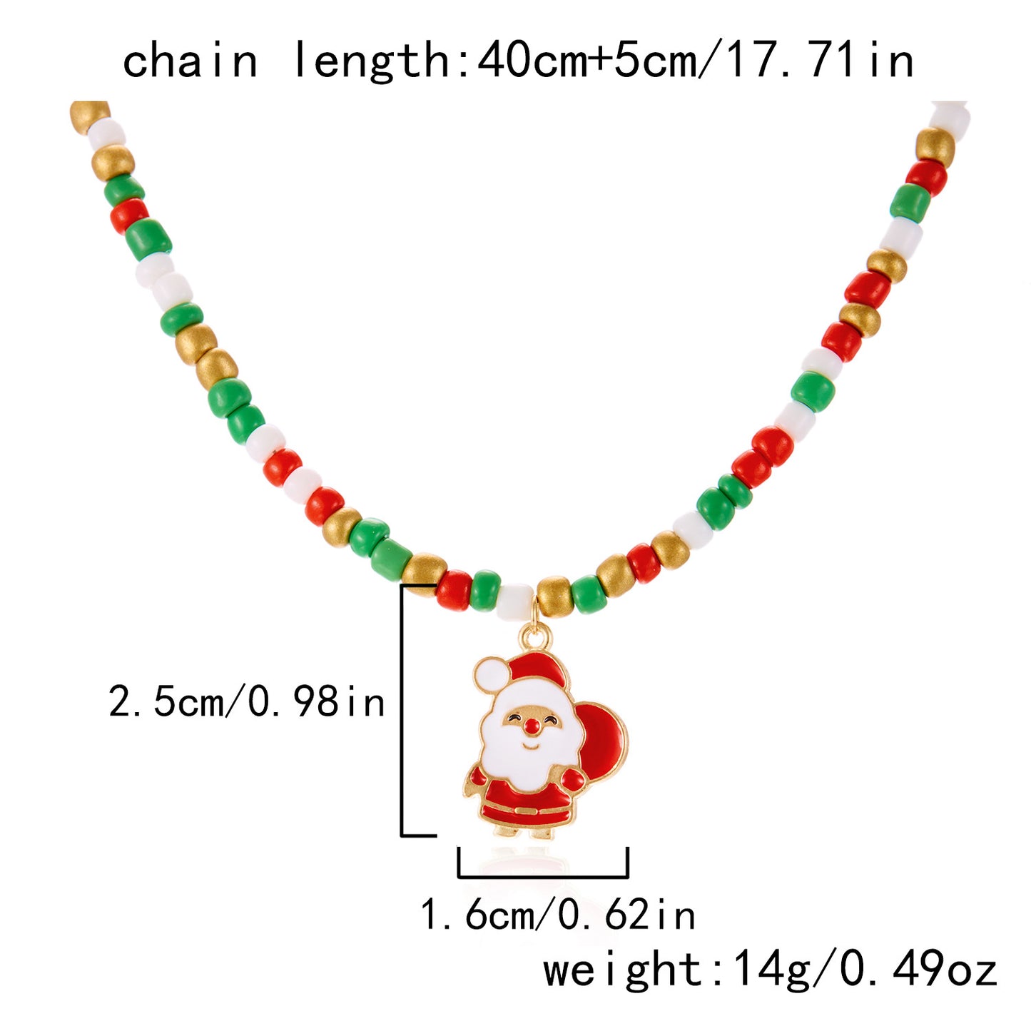 Christmas Colorful Bead Cute Cartoon Dripping Oil Necklaces