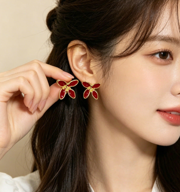 Women's Minority Design Fashionable Flower Light Luxury High-grade Temperament Earrings