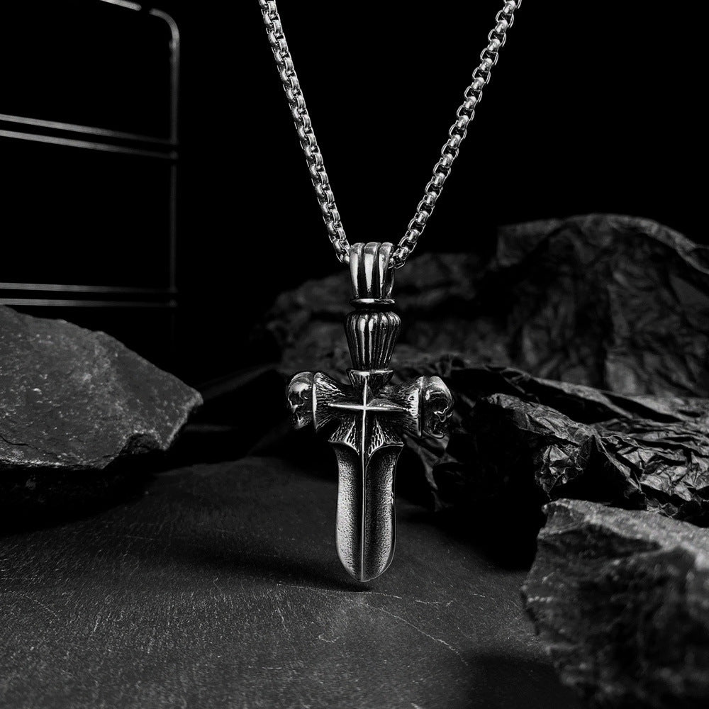Men's Personality Cross Stainless Steel Skull Titanium Necklaces