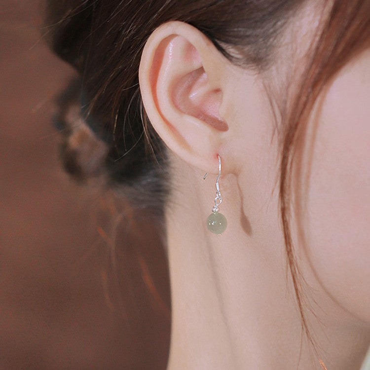 Women's Sier Jade For Summer Red Agate Ear Earrings