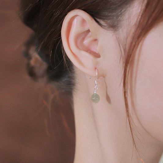 Women's Sier Jade For Summer Red Agate Ear Earrings