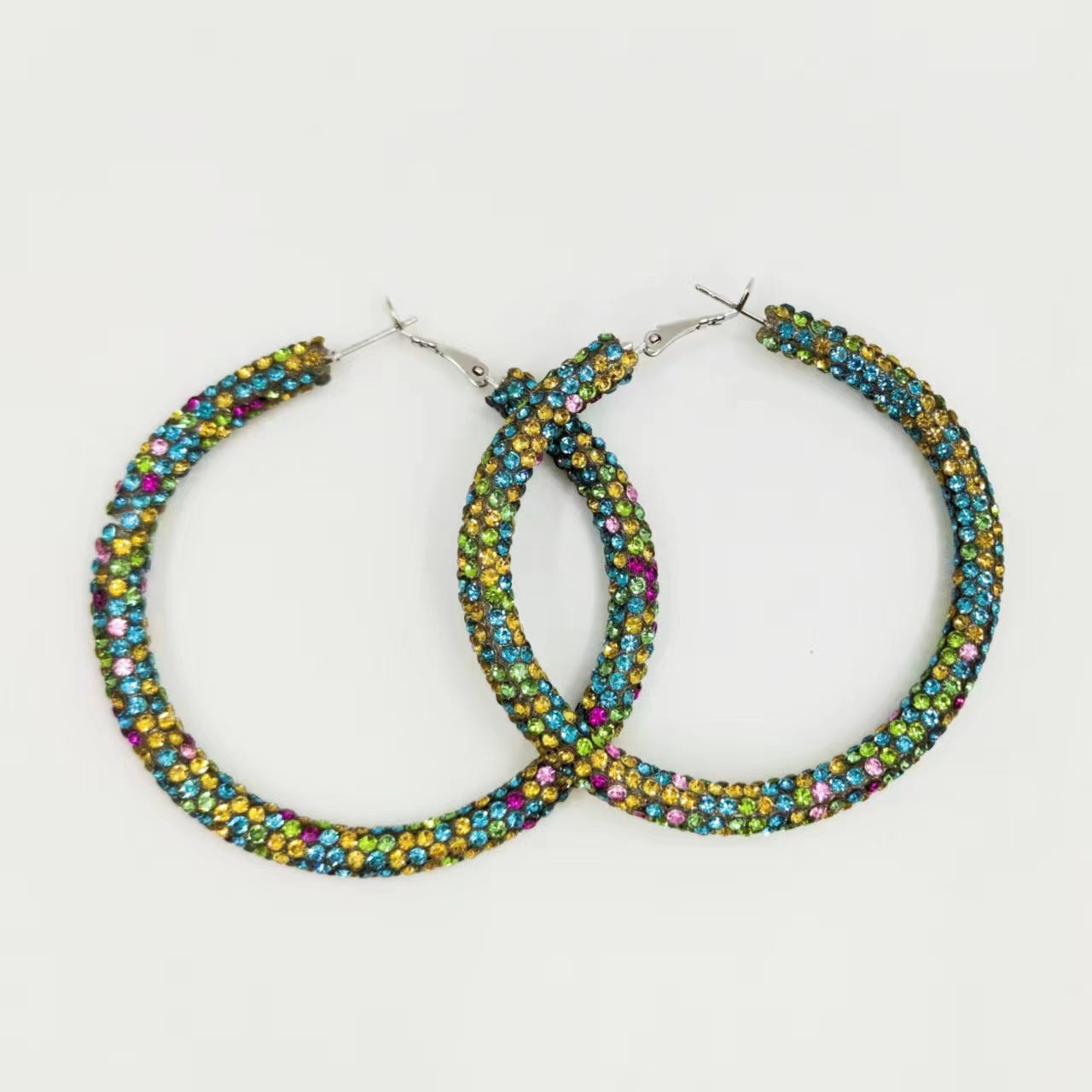 Splendid Diamond Shiny Big Circle Affordable Luxury Fashion Rhinestone Color Earrings