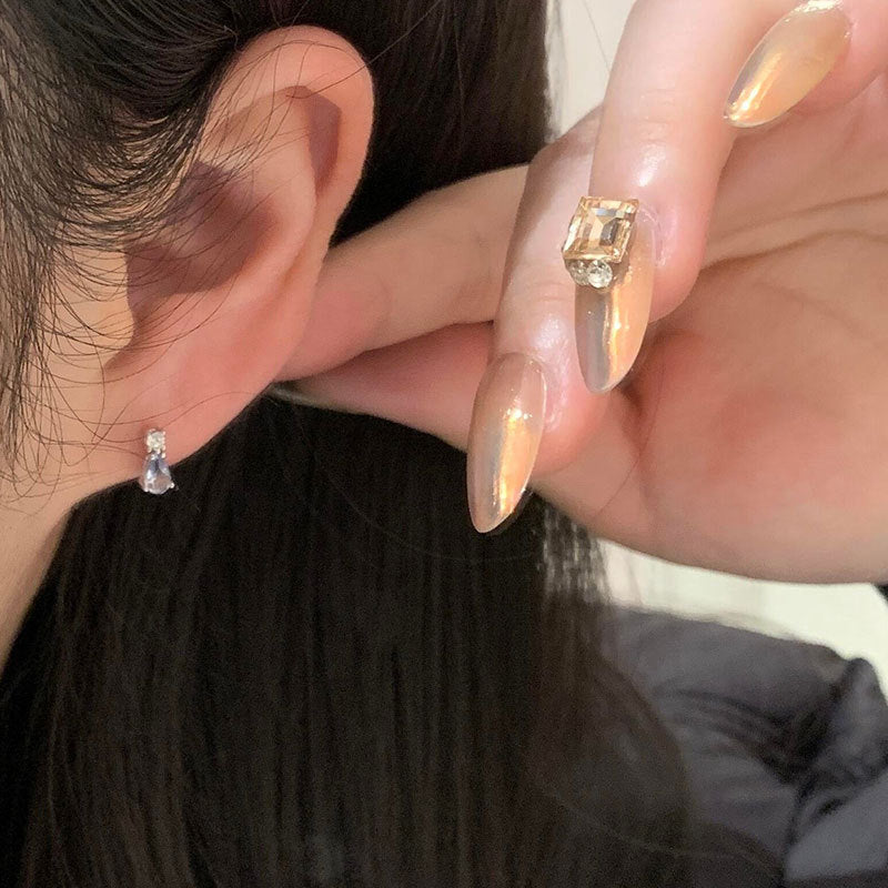 Women's Blue Water Drop Zircon For Light Luxury Personality Fashion Trend Earrings
