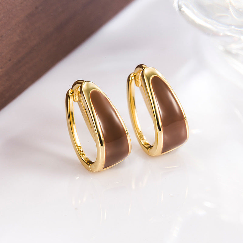 Dripping Curved Clip Circle French Style Ear Buckle