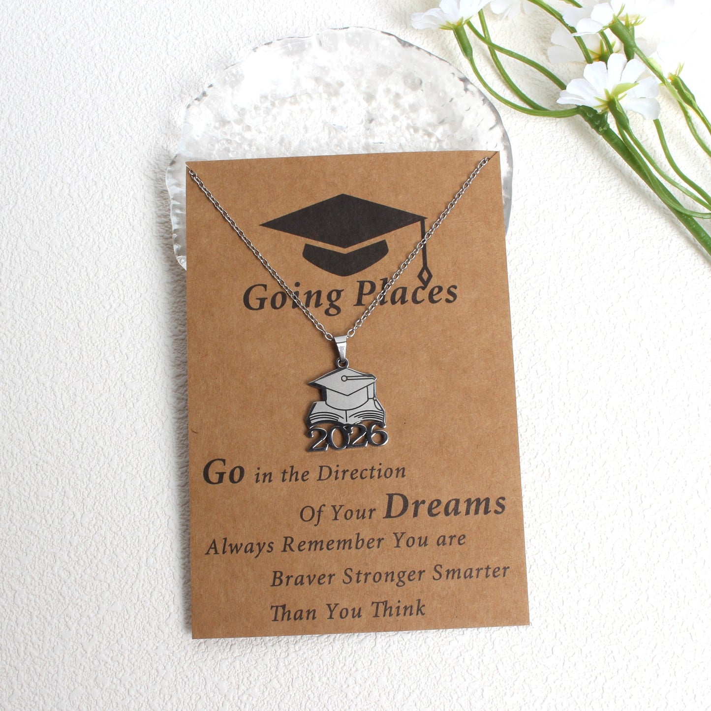 Creative Graduation Commemorative Gift Stainless Steel Frosted Dr. Jin Necklace