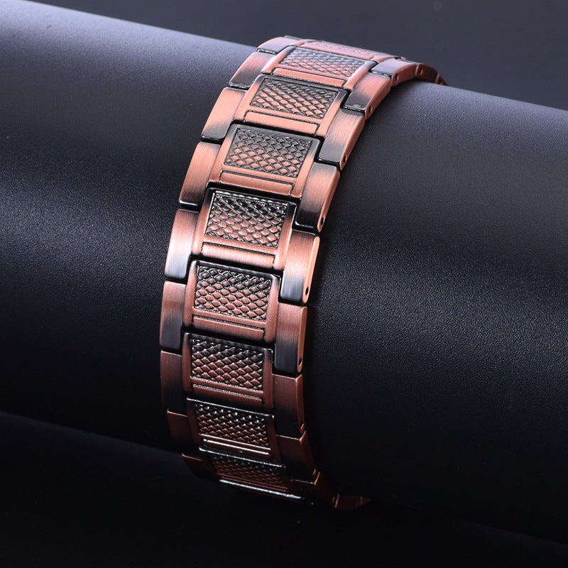 Men's Retro Double Row Magnet Magnetic Energy Bronze Therapy Bracelets