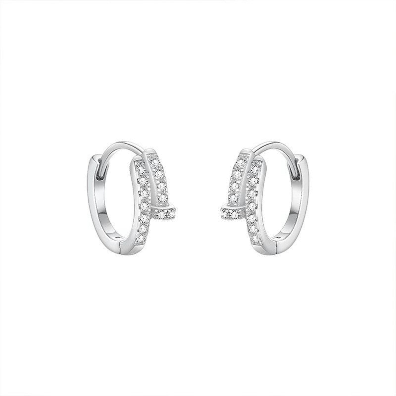 Women's Full Diamond Nail Ear Clip Light Luxury Minority High-grade Commuting Rings