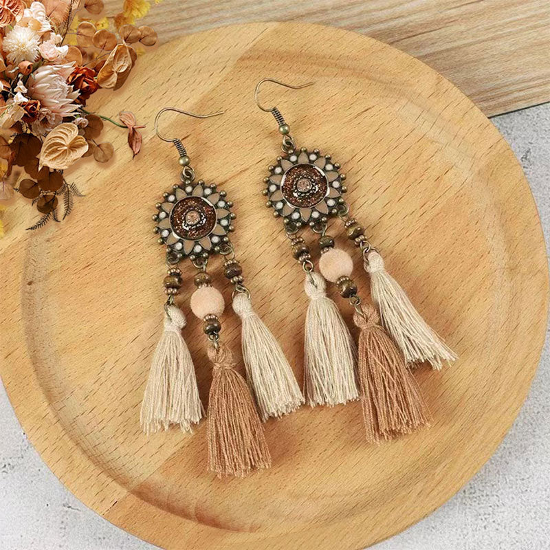 Ethnic Style Long Fringe Exotic Holiday Trip Earrings