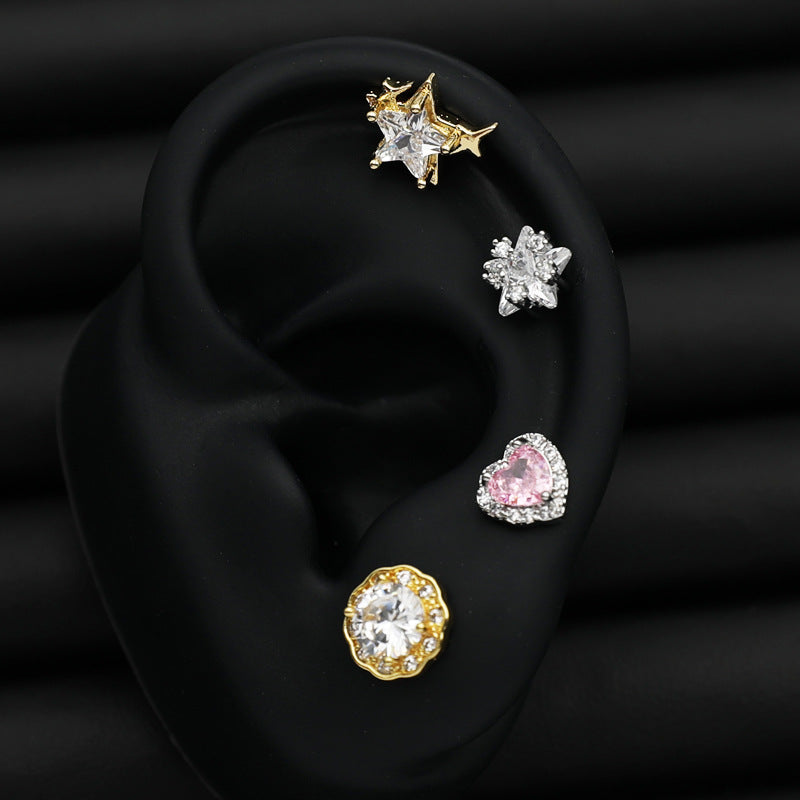 Women's Pentagram Zircon Niche Design Delicate Ear Earrings