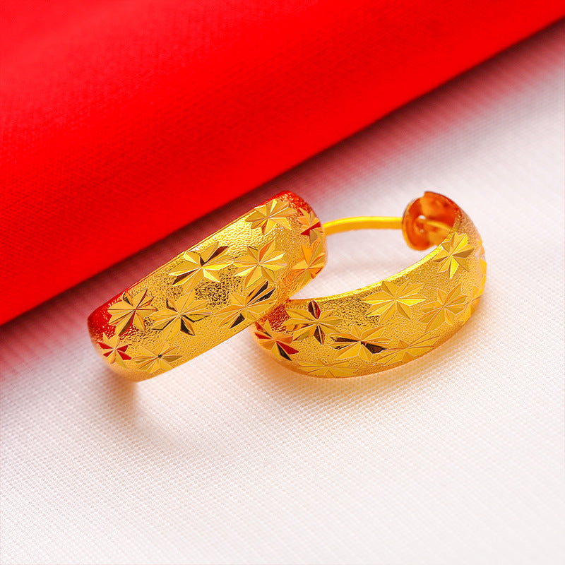 Gold European Sand Old Lady Starry Female Imitation Plated Round Rings