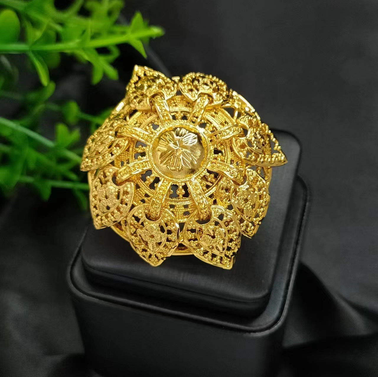 Women's Gold-plated Wheat Index Finger Does Not Fade Design Copper Ring