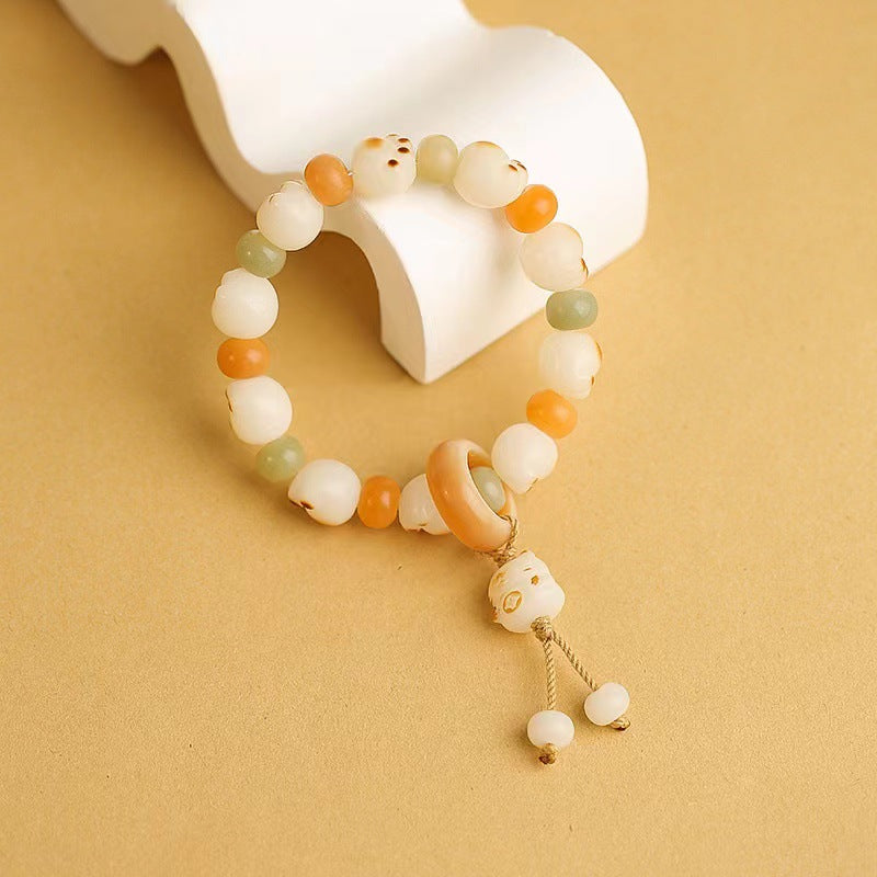 Pumpkin Lotus Beads White Jade Bodhi Rich Flower Charcoal Bracelets