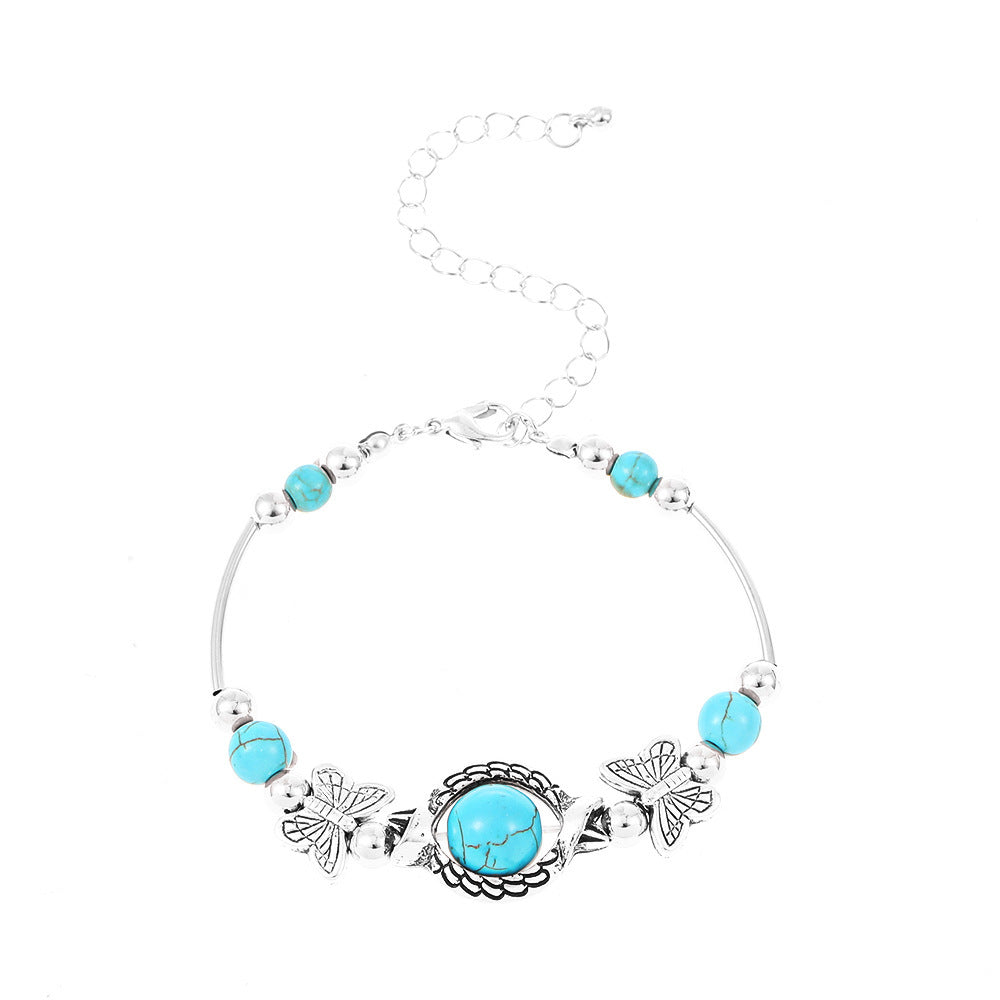 Retro Artistic Turquoise Handmade Ethnic Butterfly Turtle Bracelets