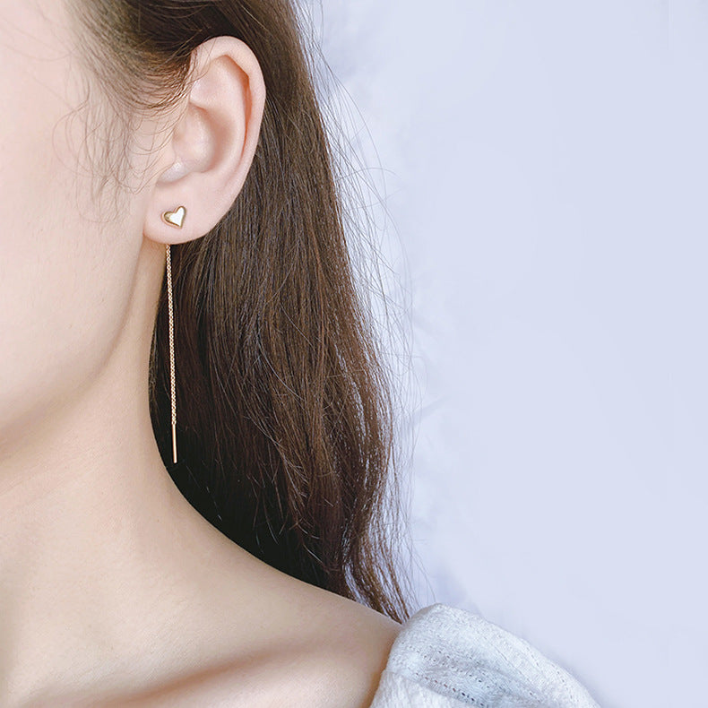Sterling Sier Heart-shaped Tassel String Temperament Chain Style Lines Rings