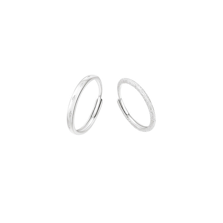 Women's & Men's Couple Pure Sier Simple Frosted Light Luxury Holiday Ring