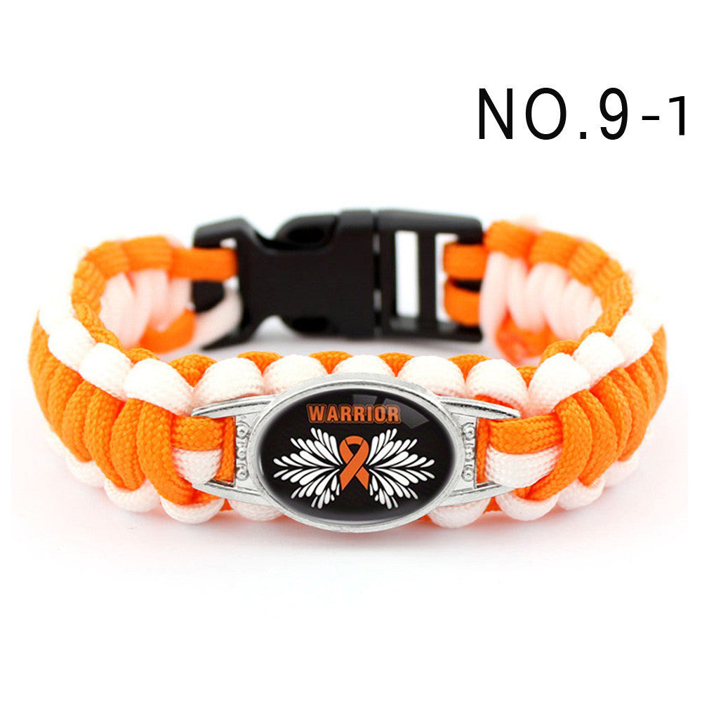 Women's Orange Ribbon Parachute Cord Camping Outdoor Bracelets