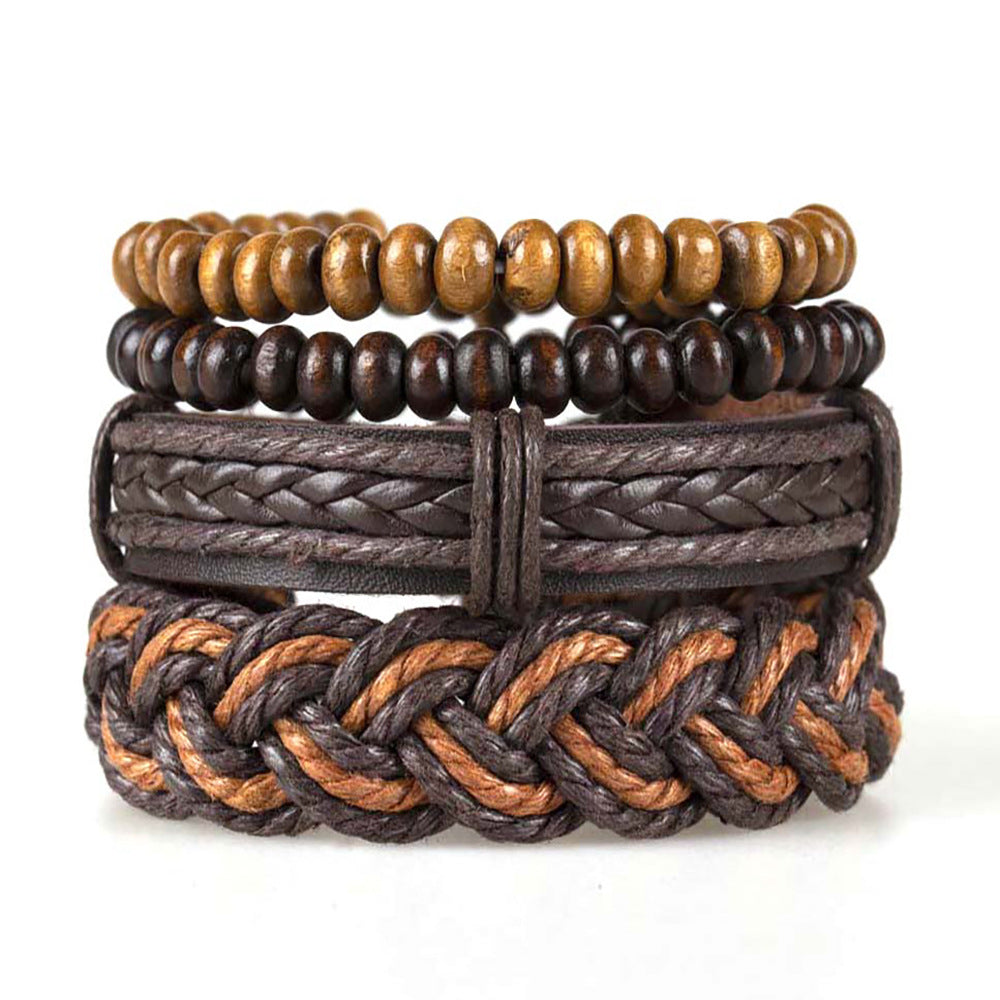 Women's & Men's Ornament Simple Hand Woven Rope Leather Bracelets