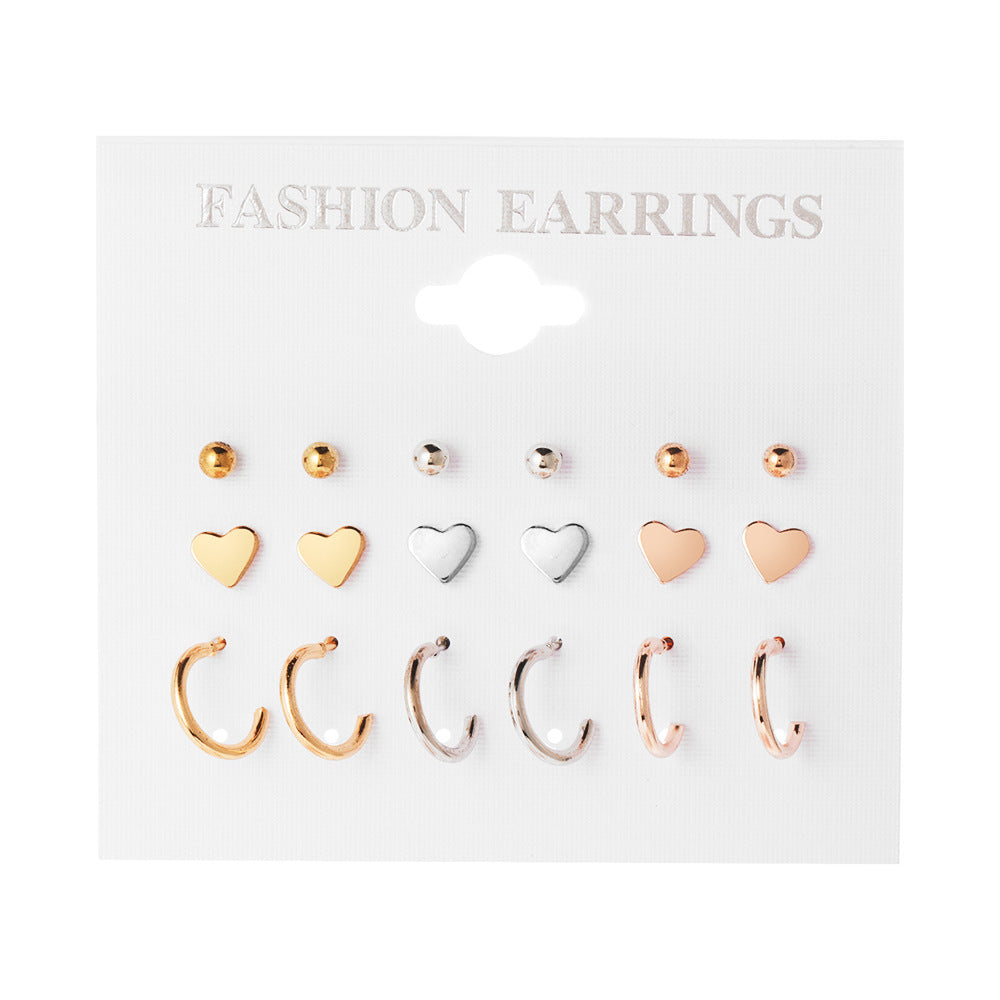 Creative Heart Female Style Simple Suit Earrings