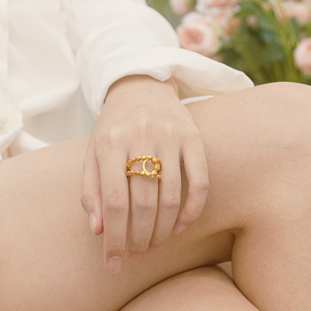Simple Flower Niche Trendy Irregular Open Ring