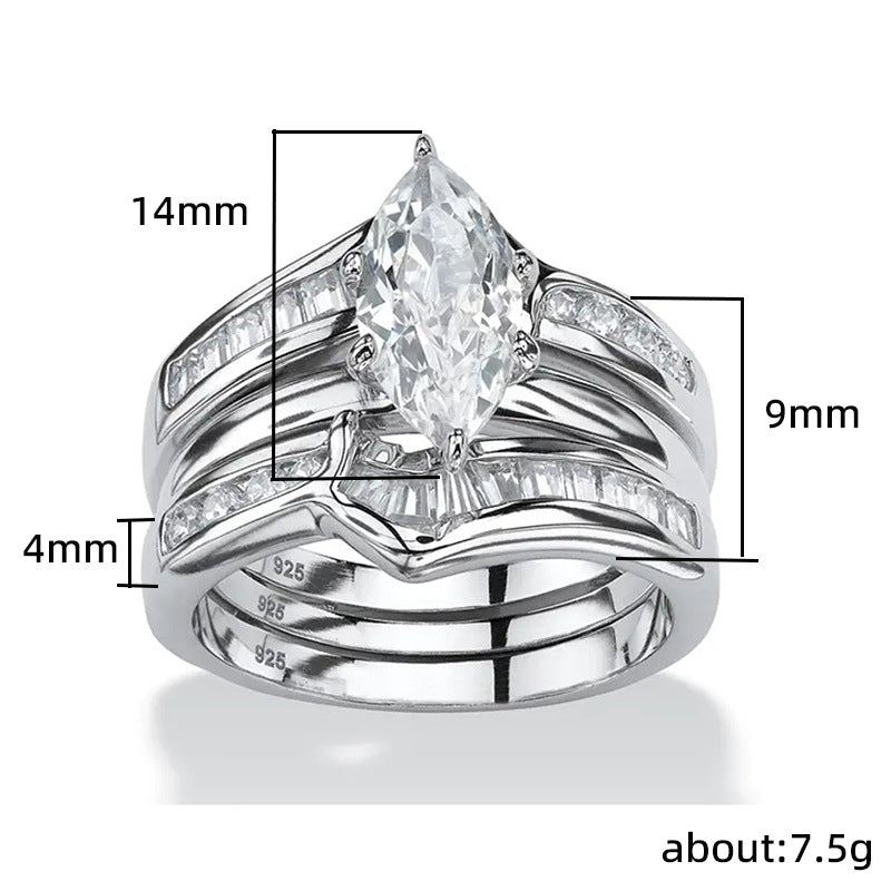 Shi Simulated Zircon Engagement Three-piece Index Ring