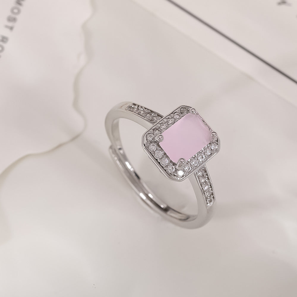 Women's Open-end Zircon Fashionable Classy Simple Cold Feeling Goddess Rings