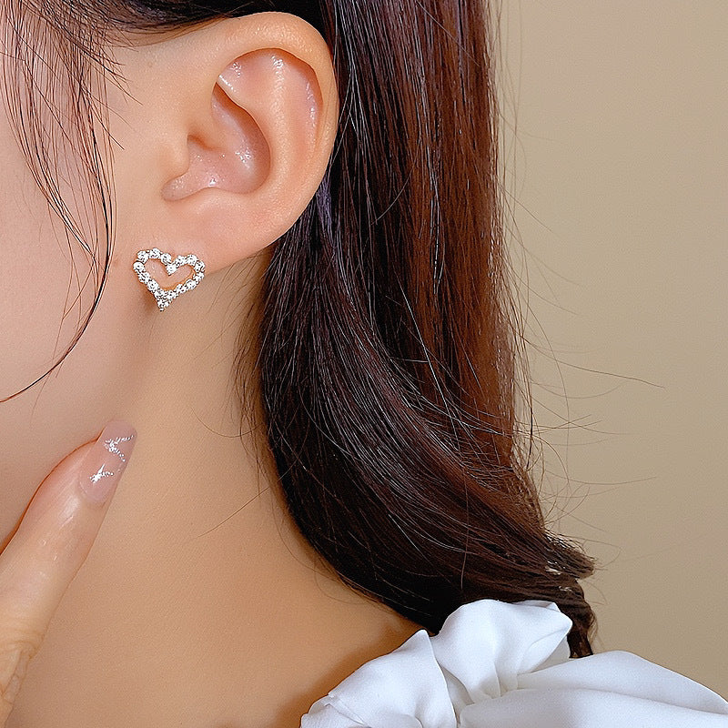 Women's Style Micro Inlaid Zircon Love Heart Earrings