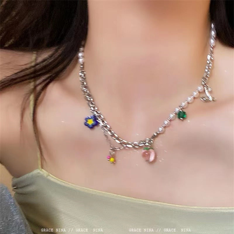 Hot Bow Female Versatile Sense Niche Tassel Temperamental Necklaces