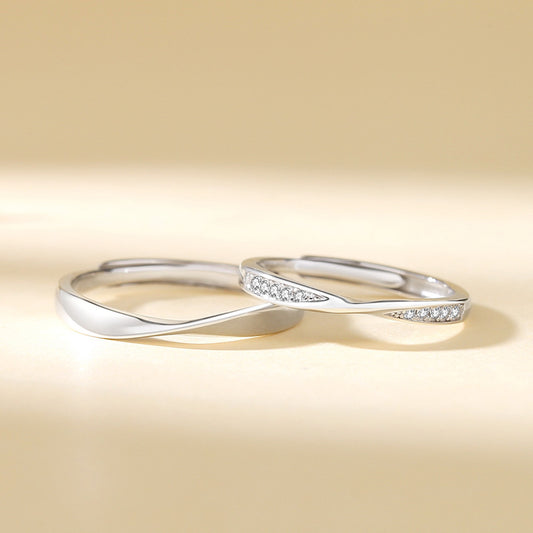 Women's & Men's Mobius Strip Couple Sterling Sier Pair Fashion Rings