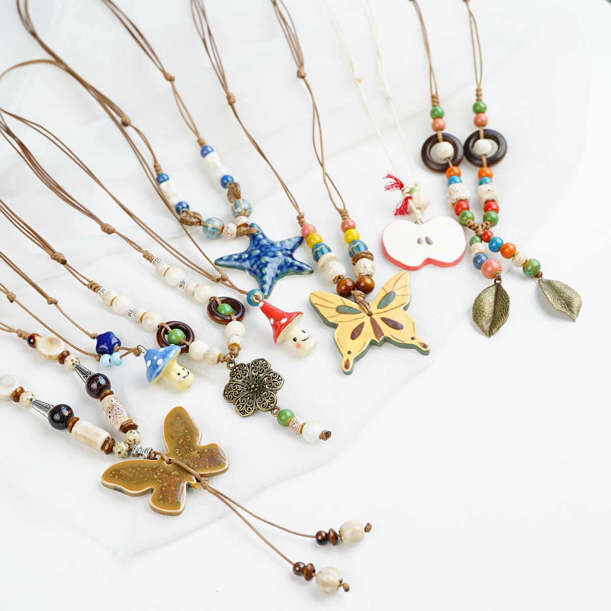 Style Personalized Trendy Ceramic Geometric Colorful Fish Long High-grade Necklace