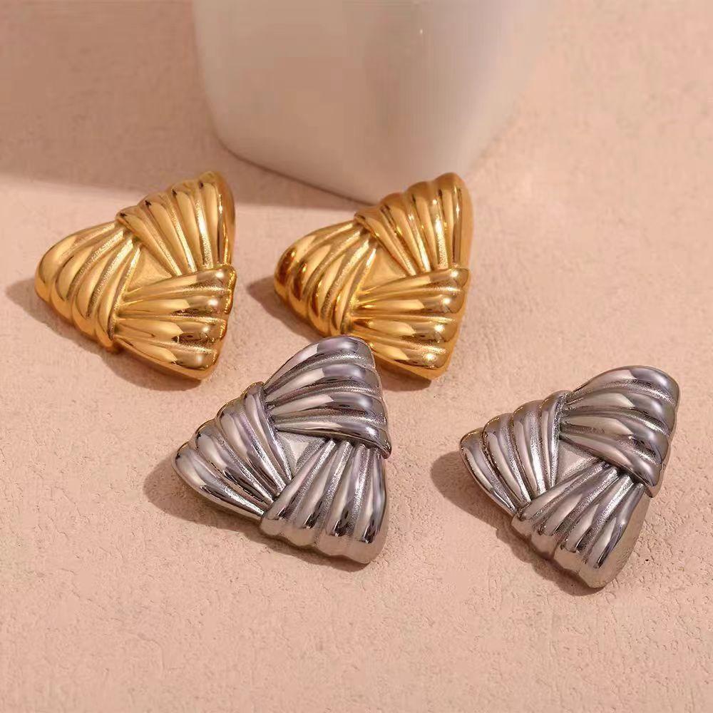 Fashion Geometry Pattern Metallic Triangle Striped Personalized Earrings