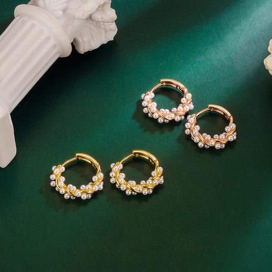 Women's Luxury Temperament Circle Pearl Trendy Clip Rings