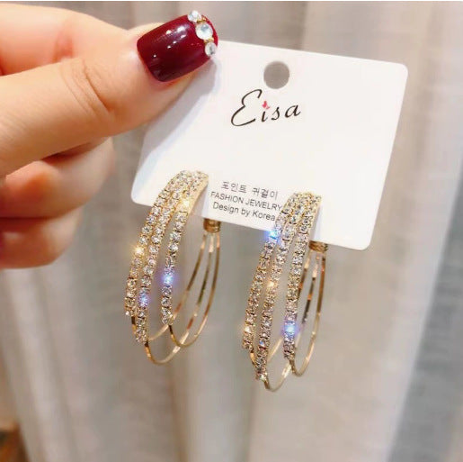 Light Luxury Clover Niche High Sense Tassel Stud Earrings
